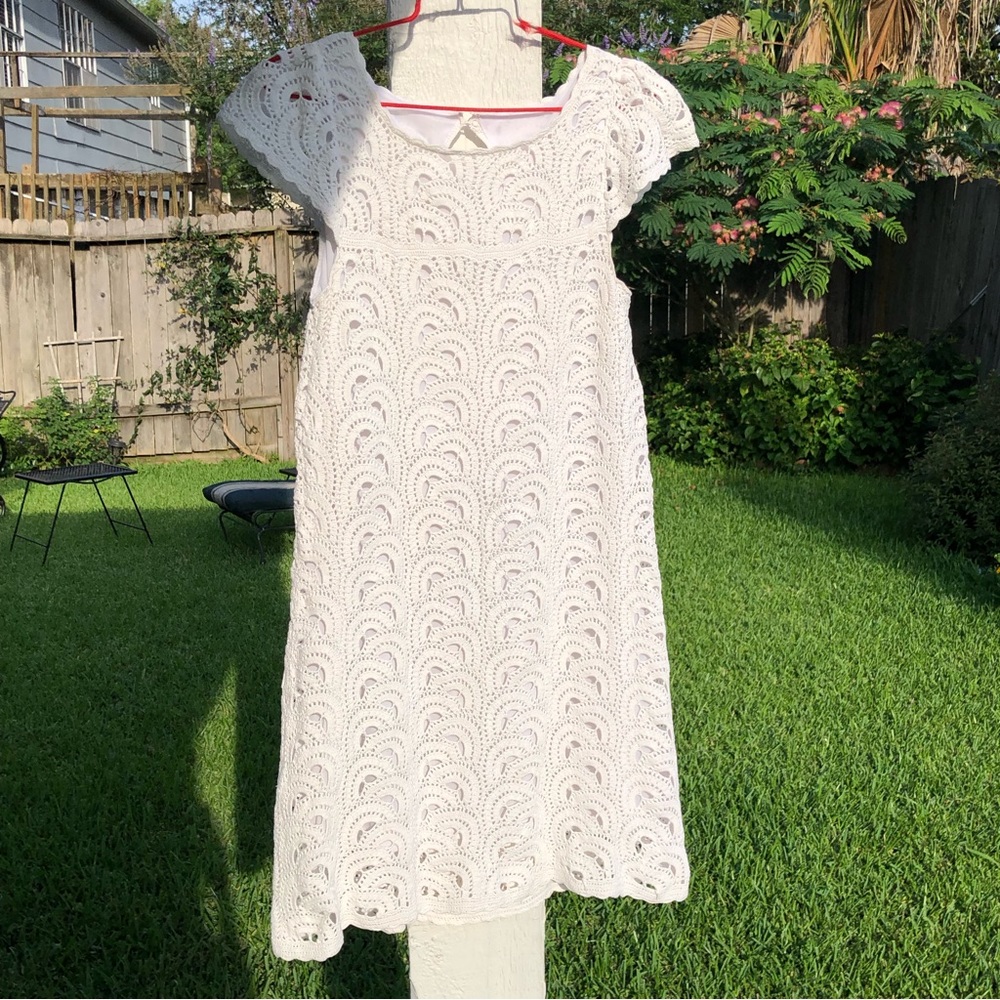 INC International Concepts Cotton ivory crochet dress S